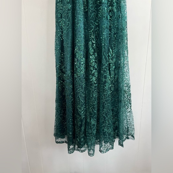 Windsor Lauren Sweetheart A-Line Glitter Green Sequin Dress Size 9 - Picture 7 of 16